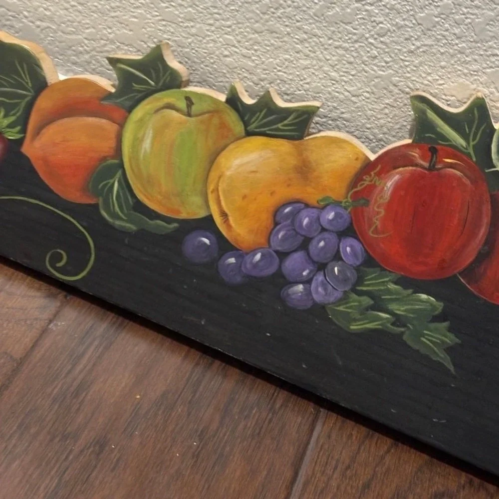 Vtg Hand Painted Fruit Wall Plaque 33.5